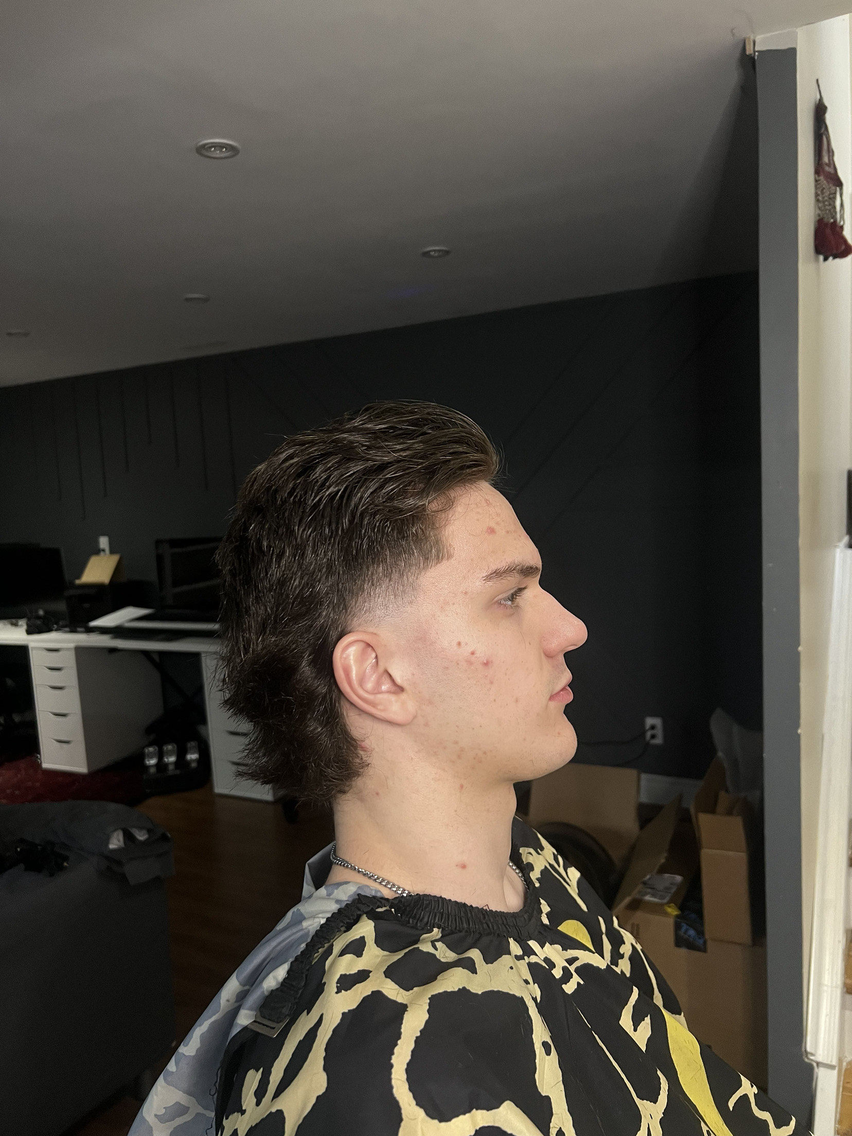 Layered fringe finish, side profile